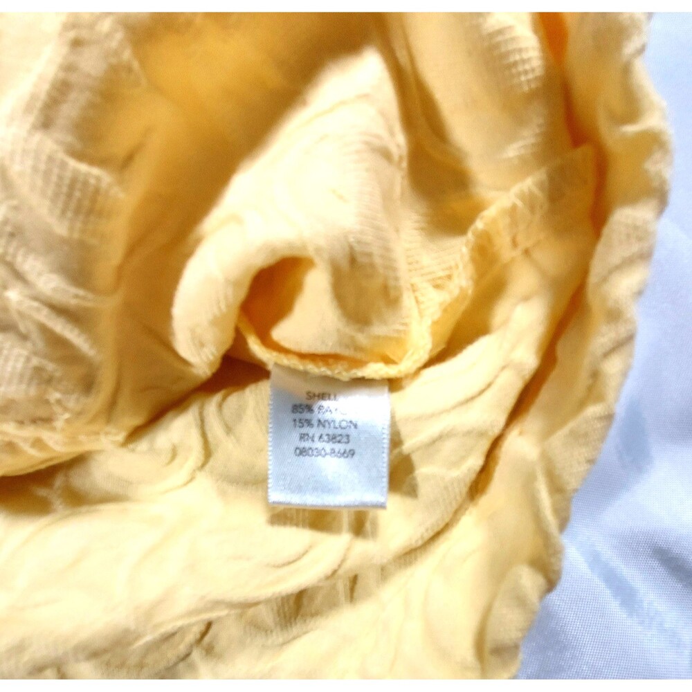 Christopher & Banks Jacket Womens Large Yellow Textured Floral Zip Lightweight - Picture 11 of 11
